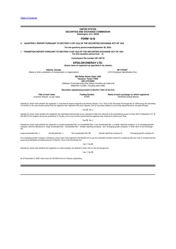 Thumbnail Epsilon Energy 10-Q Quarterly Report FY2023 
