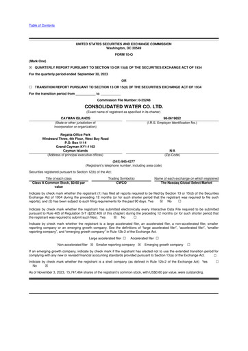 Thumbnail Consolidated Water 10-Q Quarterly Report FY2023 