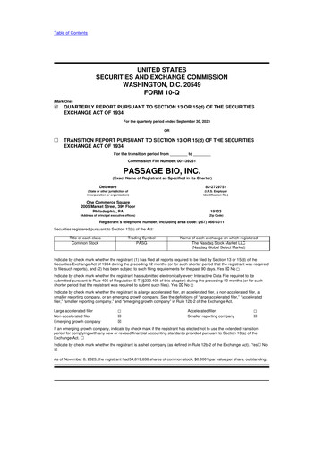 Thumbnail Passage Bio 10-Q Quarterly Report FY2023 