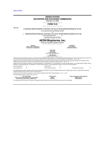 Vorschaubild AEON Biopharma 10-Q Quartalsbericht 2023 