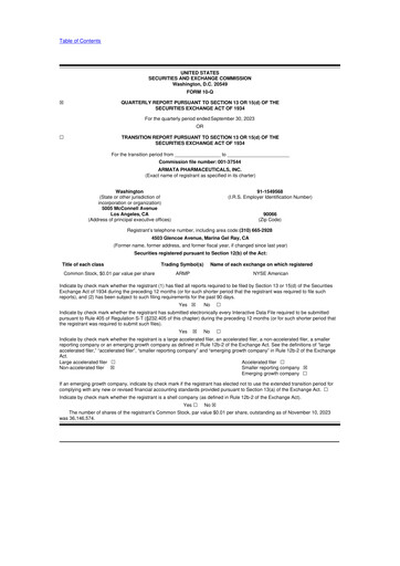 Miniature Armata Pharmaceuticals 10-Q Rapport trimestriel 2023 