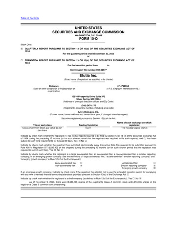 Thumbnail Elutia 10-Q Quarterly Report FY2023 