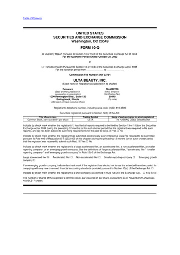 Thumbnail ULTA Beauty
 10-Q Quarterly Report FY2023 