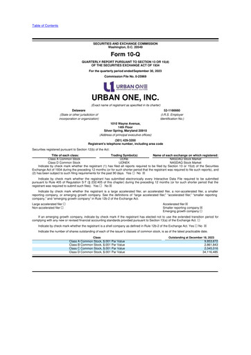 Thumbnail Urban One
 10-Q Quarterly Report FY2023 