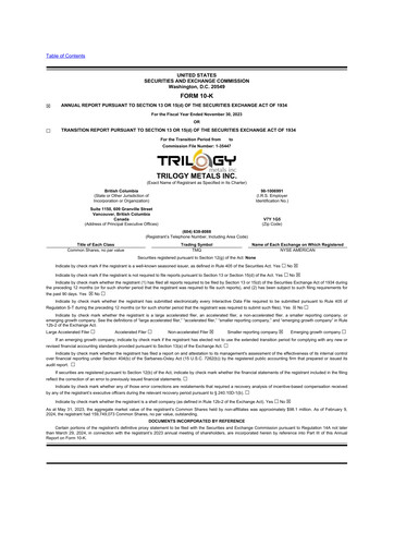 Thumbnail Trilogy Metals
 10-K Annual Report 2023