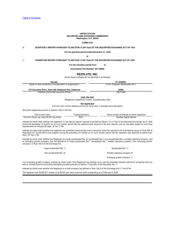 Thumbnail Rezolute 10-Q Quarterly Report FY2024 