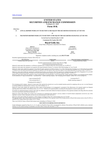 Thumbnail Royal Gold
 10-K Annual Report 2023