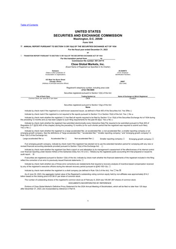 Thumbnail Cboe Global Markets 10-K Annual Report 2023