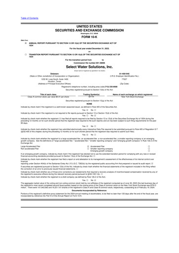 Thumbnail Select Water Solutions 10-K Annual Report 2023