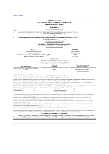 Thumbnail Harmony Biosciences 10-K Annual Report 2023