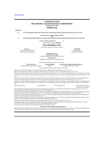 Thumbnail Texas Roadhouse
 10-K Annual Report 2023