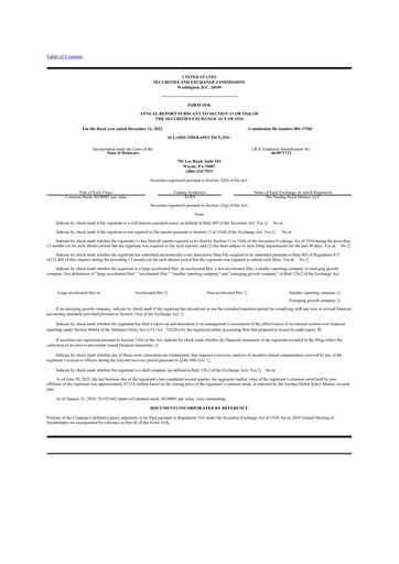 Thumbnail Aclaris Therapeutics 10-K Annual Report 2023