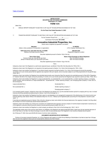 Thumbnail Innovative Industrial Properties
 10-K Annual Report 2023