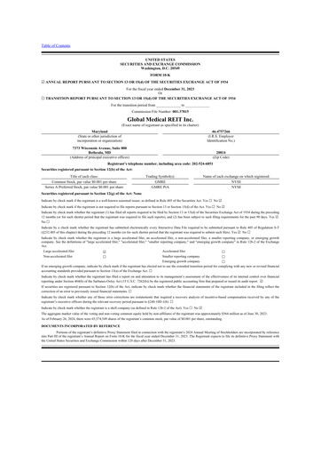 Miniature Global Medical REIT
 10-K Rapport annuel 2023