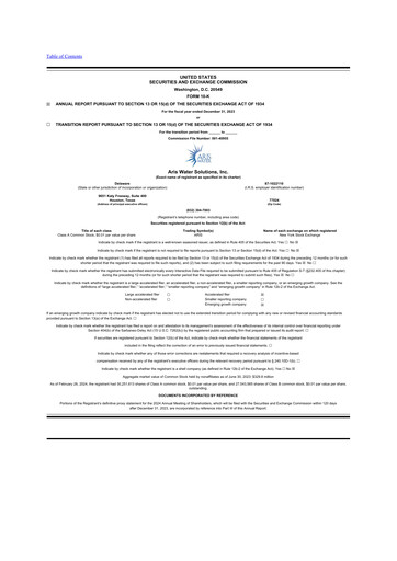 Vorschaubild Aris Water Solutions 10-K Jahresbericht 2023