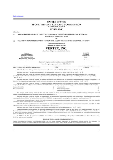 Thumbnail Vertex 10-K Annual Report 2023