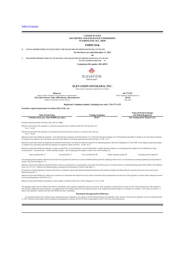 Thumbnail Elevation Oncology 10-K Annual Report 2023