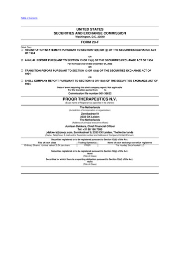Thumbnail ProQR Therapeutics 20-F Annual Report 2023