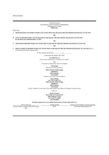 Thumbnail AC Immune 20-F Annual Report 2023