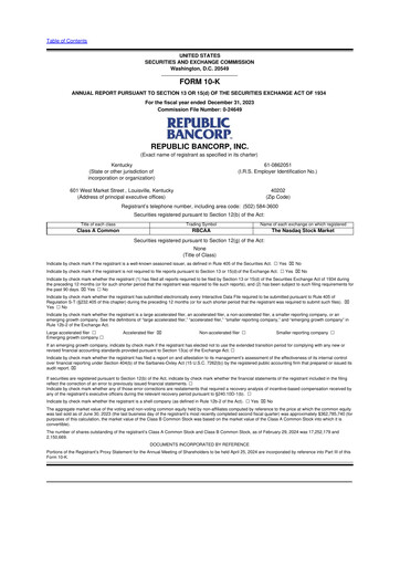 Thumbnail Republic Bank 10-K Annual Report 2023