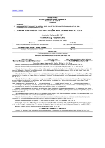 Thumbnail The ONE Group Hospitality 10-K Annual Report 2023