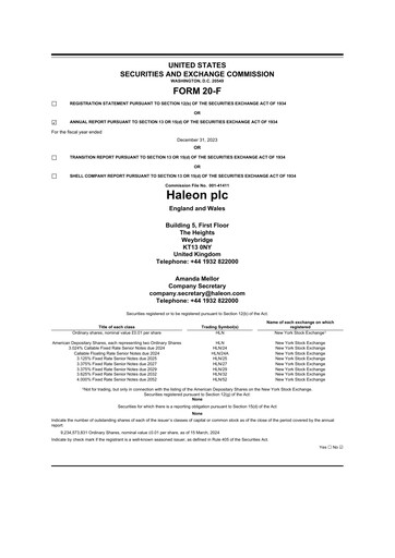 Thumbnail Haleon 20-F Annual Report 2023