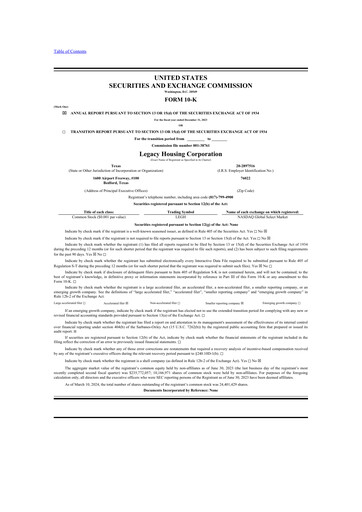 Thumbnail Legacy Housing Corporation 10-K Annual Report 2023