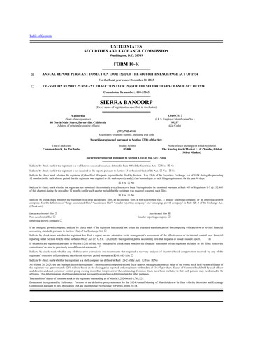 Thumbnail Sierra Bancorp
 10-K Annual Report 2023