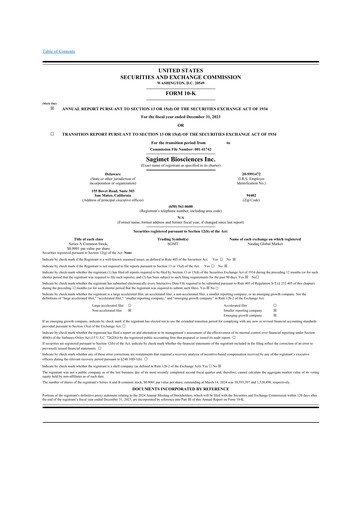 Thumbnail Sagimet Biosciences 10-K Annual Report 2023