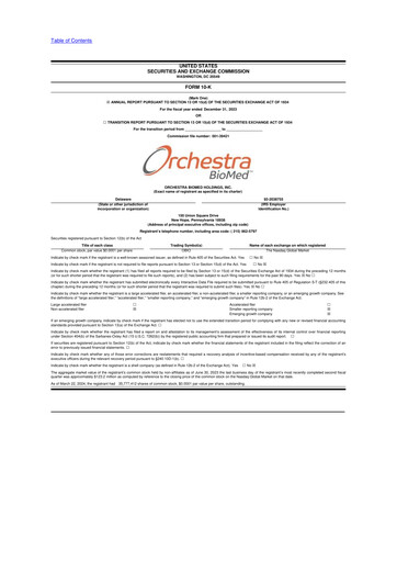 Thumbnail Orchestra BioMed  10-K Annual Report 