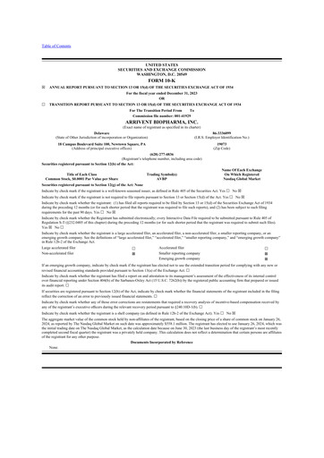 Vorschaubild ArriVent BioPharma 10-K Jahresbericht 