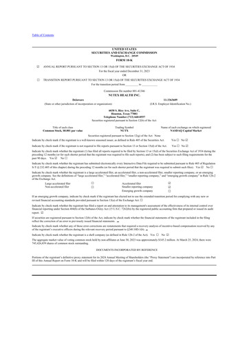 Thumbnail Nutex Health 10-K Annual Report 2023