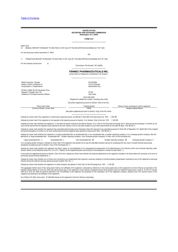 Vorschaubild Fennec Pharmaceuticals 10-K Jahresbericht 2023