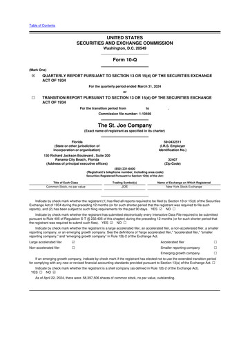 Thumbnail St. Joe Company
 10-Q Quarterly Report FY2024 