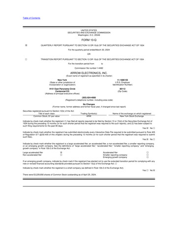Thumbnail Arrow Electronics
 10-Q Quarterly Report FY2024 