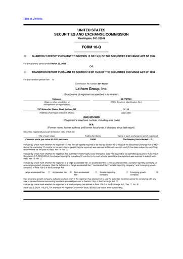 Vorschaubild Latham Group 10-Q Quartalsbericht 2024 