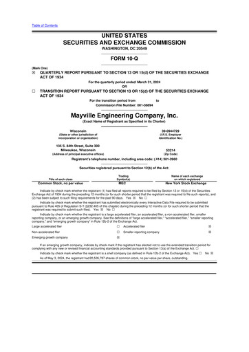 Thumbnail Mayville Engineering Company 10-Q Quarterly Report FY2024 
