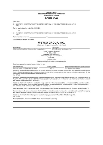 Thumbnail Weyco Group 10-Q Quarterly Report FY2024 