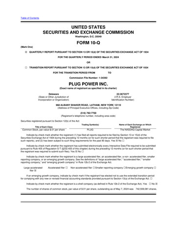 Thumbnail Plug Power 10-Q Quarterly Report FY2024 