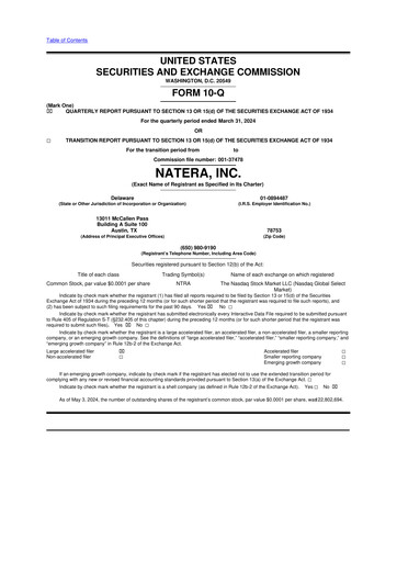 Miniature Natera 10-Q Rapport trimestriel 2024 