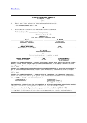 Thumbnail NB Bancorp 10-Q Quarterly Report FY2024 