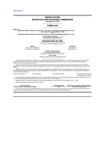 Thumbnail Jaguar Health 10-Q Quarterly Report FY2024 