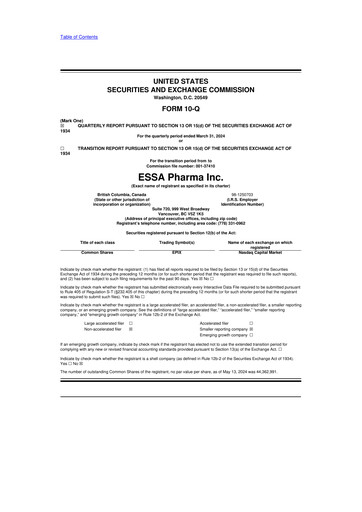 Thumbnail ESSA Pharma 10-Q Quarterly Report FY2024 