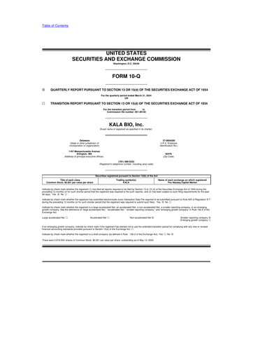 Thumbnail KALA BIO 10-Q Quarterly Report FY2024 
