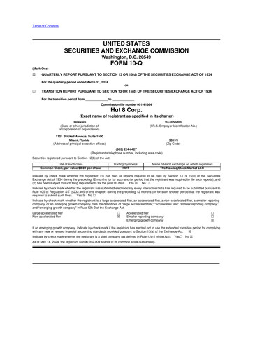 Thumbnail Hut 8 10-Q Quarterly Report FY2024 