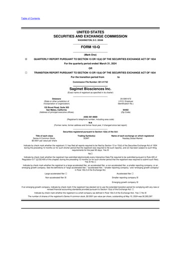 Miniature Sagimet Biosciences 10-Q Rapport trimestriel 2024 