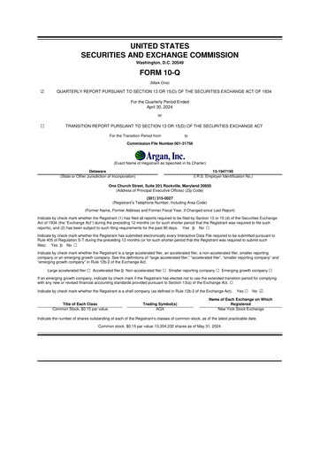 Thumbnail Argan 10-Q Quarterly Report FY2025 