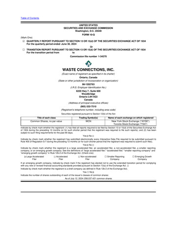 Thumbnail Waste Connections 10-Q Quarterly Report FY2024 