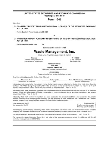 Thumbnail Waste Management 10-Q Quarterly Report FY2024 