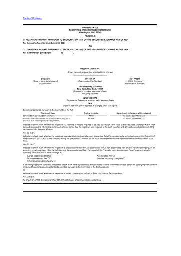 Miniature Payoneer 10-Q Rapport trimestriel 2024 